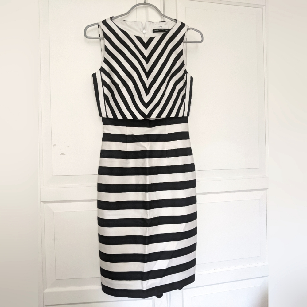 Dress Karen Millen black and white striped structured versatile dress